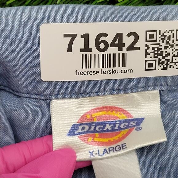 Vintage Dickies Work Button Shirt XL 26x31 Baggy Chambray - Picture 8 of 11